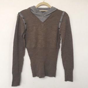 Wool sweater with hood